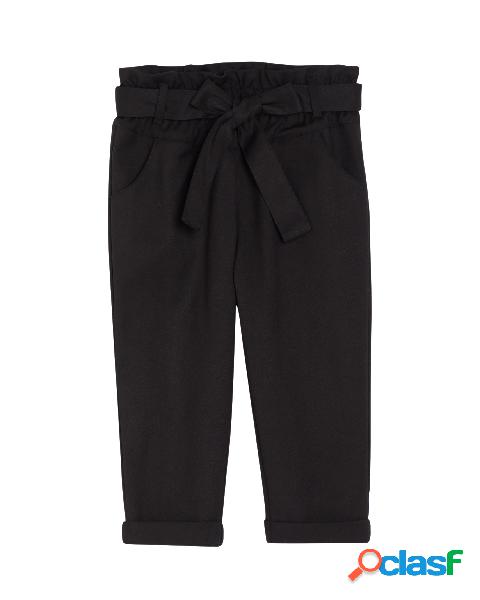 Pantalone nero a caramella con fiocco in vita 3-7 anni