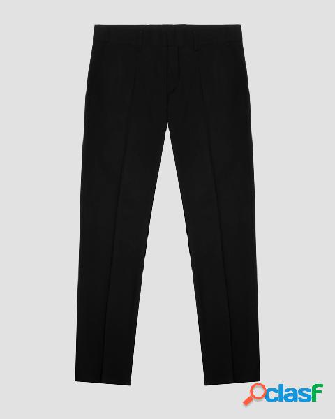 Pantalone nero in tela di misto lana stretch