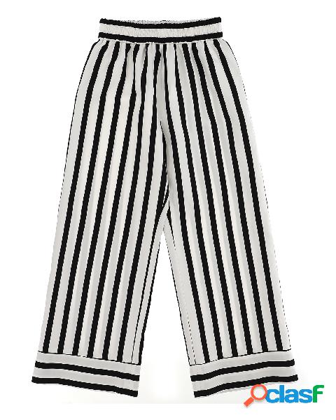 Pantalone palazzo a righe bianche e nere in viscosa 10-12