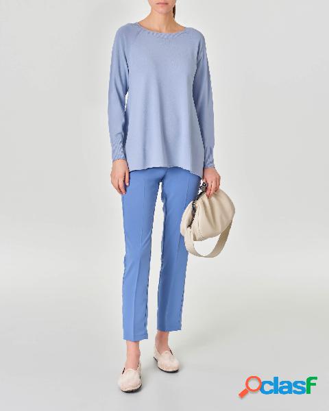 Pantaloni color avio in tessuto tecnico stretch con elastico