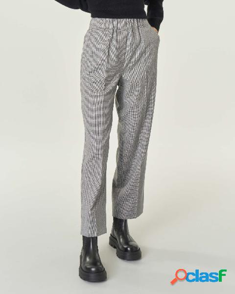Pantaloni grigi in flanella di lana stretch a fantasia