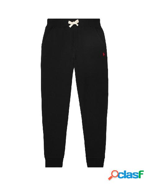 Pantaloni neri in felpa con logo pony rosso S-XL