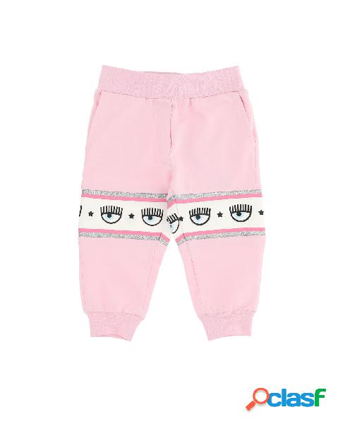 Pantaloni rosa in felpa con fascia porta logo eyestar 12-36