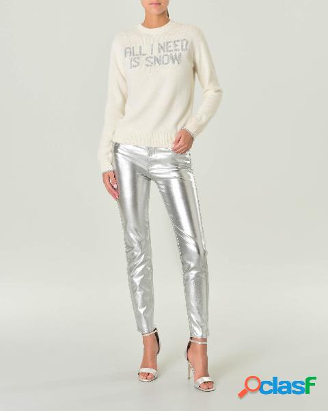 Pantaloni skinny argento metallizzato