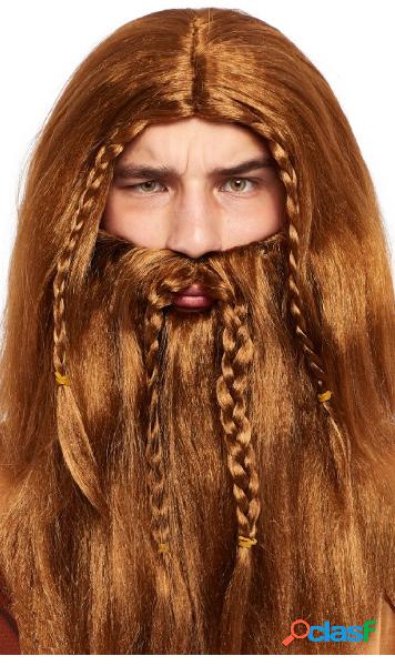 Parrucca e barba vichinghe intrecciate