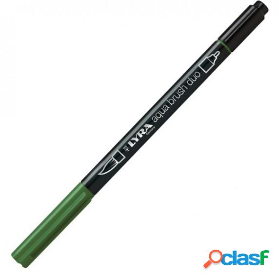 Pennarello Aqua Brush Duo - punte 2/4 mm - verde oliva -