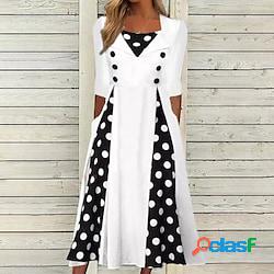 Per donna Abito casual Abito a pois Vestito longuette Bianco