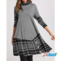 Per donna Abito casual Abito scozzese Mini abito Grigio