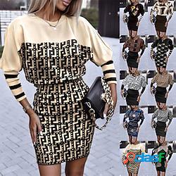 Per donna Abito casual Aderente Mini abito Nero Grigio scuro