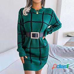 Per donna Abito in maglia Vestito tubino Mini abito Verde