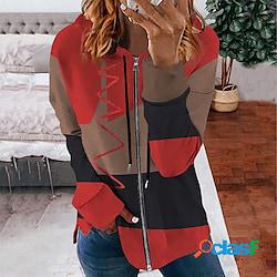 Per donna Felpa con cappuccio e zip Essenziale Zip Up Rosso