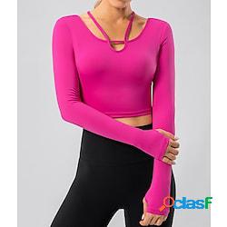 Per donna Girocollo Top yoga Top corto Inverno Foro per