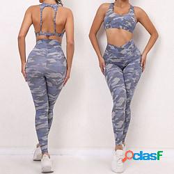 Per donna Set di yoga Inverno 2 pezzi Crossover Tinta unica