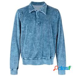 Per uomo Felpa Blu Tinta unica Informale Abbigliamento Felpe