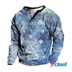 Per uomo Felpa Maglione Blu Stampe astratte Fiocco di neve