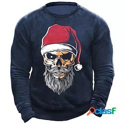 Per uomo Felpa Maglione Nero Blu marino Girocollo Teschi