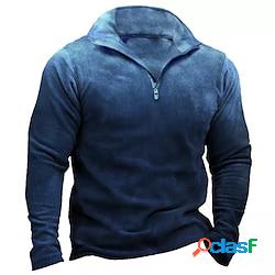 Per uomo Felpa con zip Maglione Blu mezza cerniera Stampe