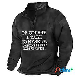 Per uomo Felpa con zip Maglione Nero mezza cerniera