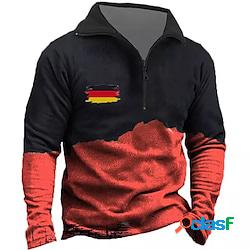 Per uomo Felpa con zip Maglione Rosso mezza cerniera Color