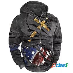 Per uomo Maglione Felpa con cappuccio a zip intera Nero