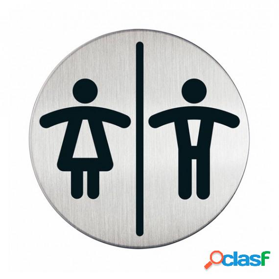 Pittogramma adesivo - WC donne/uomini - acciaio - diametro