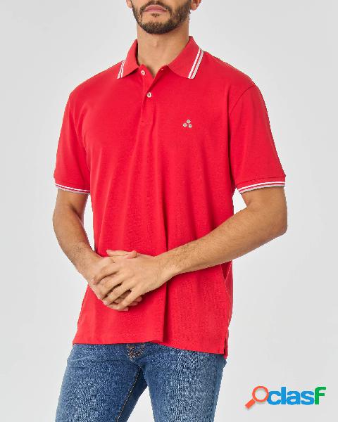 Polo rossa con bordino bianco e grigio
