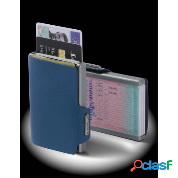 Porta Tessere Mondraghi Saffiano Blue - Mini Wallet In Pelle
