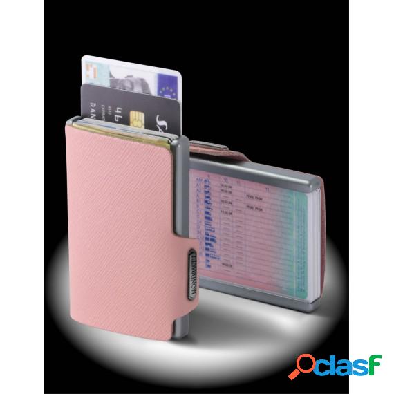 Porta Tessere Mondraghi Saffiano Pink - Mini Wallet In Pelle