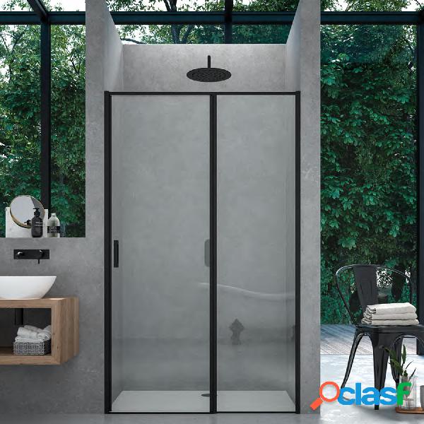 Porta doccia con apertura battente DX e profili neri cm 100