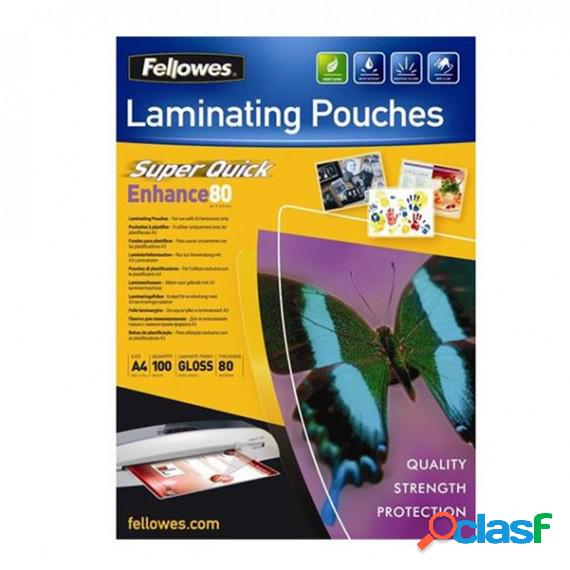 Pouches Enhance80 - Superquick - A4 - 2x80 micron - Fellowes