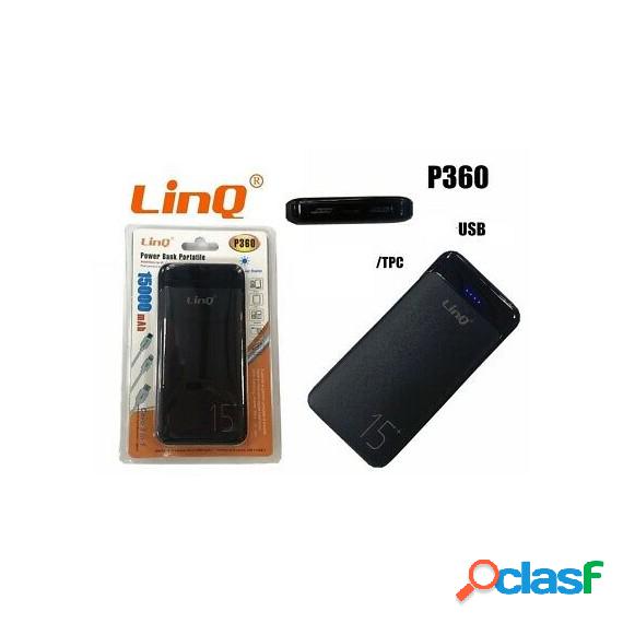 Power Bank 15000Mah - Nero O Bianco - Linq P360 - Batteria