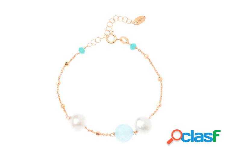 Selezione Zanolli Bracciale argento rosè con giada azzurra