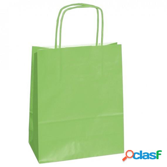 Shopper in carta - maniglie cordino - 14 x 9 x 20cm - verde