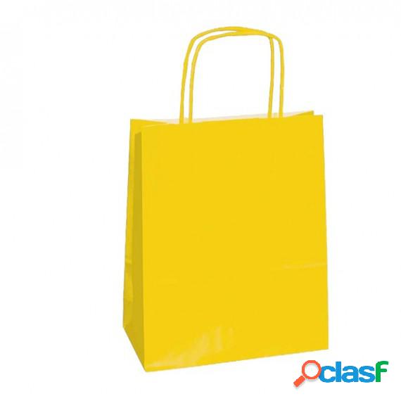 Shopper in carta - maniglie cordino - 18 x 8 x 24cm - giallo