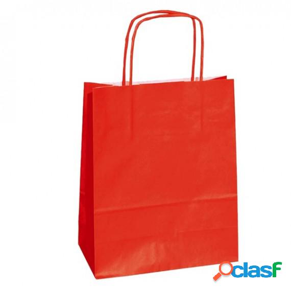 Shopper in carta - maniglie cordino - 22 x 10 x 29cm - rosso