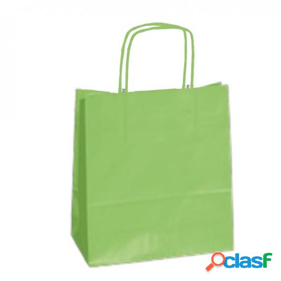 Shopper in carta - maniglie cordino - 22 x 10 x 29cm - verde