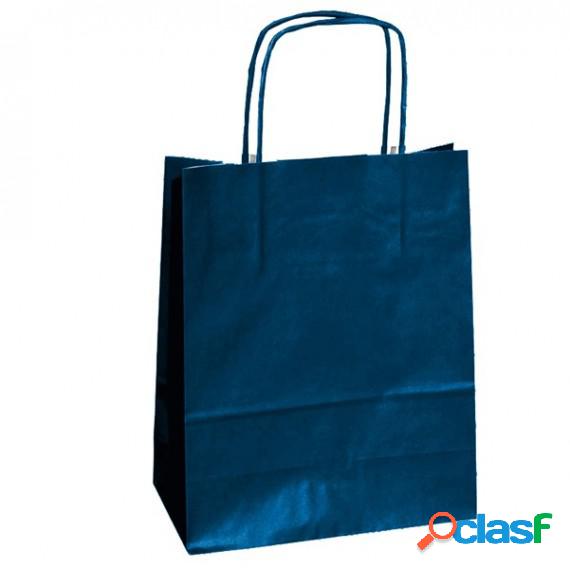 Shopper in carta - maniglie cordino - 36 x 12 x 41cm - blu -