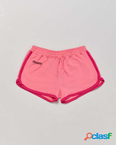 Short boxeur rosa in jersey di cotone strech con coulisse in