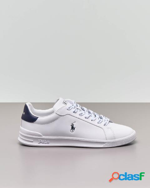 Sneaker Heritage Court II bianca in pelle con dettaglio blu