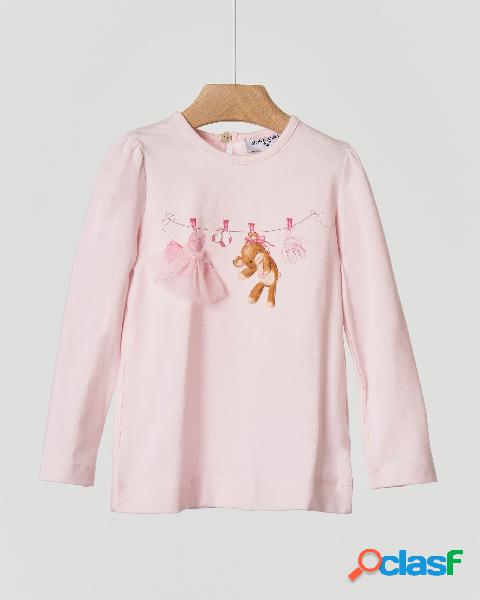 T-shirt rosa manica lunga con grafica indumenti da ballerina