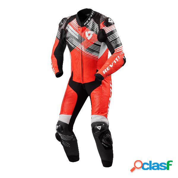 Tuta moto pelle intera Revit Apex Neon Rosso Bianco