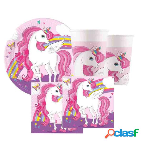 UNICORNO ROSA COORDINATO TAVOLA COMPLEANNO KIT N29