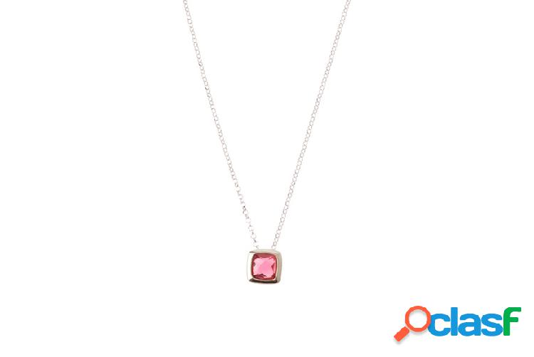 Unoaerre Collana Crystal Color argento dorato con rubellite