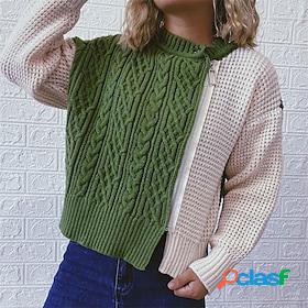 Womens Cardigan Sweater Jumper Cable Knit Zipper Knitted