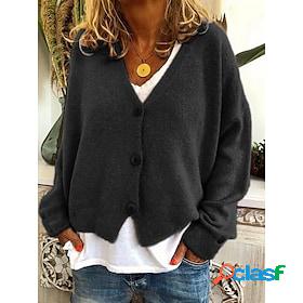 Women's Cardigan Sweater Jumper Knit Knitted Button V Neck