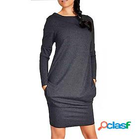 Womens Casual Dress Shift Dress Mini Dress Black Light Grey