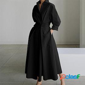 Womens Casual Dress Shirt Dress Linen Dress Long Dress Maxi