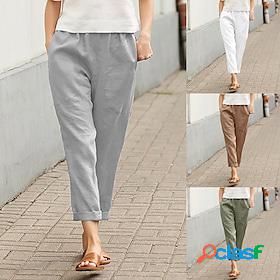 Womens Chinos Trousers Basic Mid Waist Pocket Daily