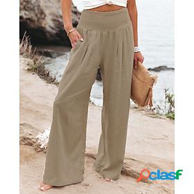 Womens Culottes Wide Leg Trousers Casual Mid Waist Casual