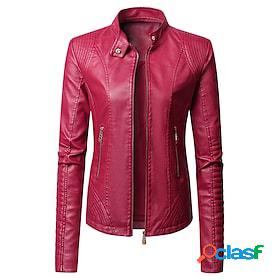 Womens Faux Leather Jacket Outdoor Street Daily Vacation